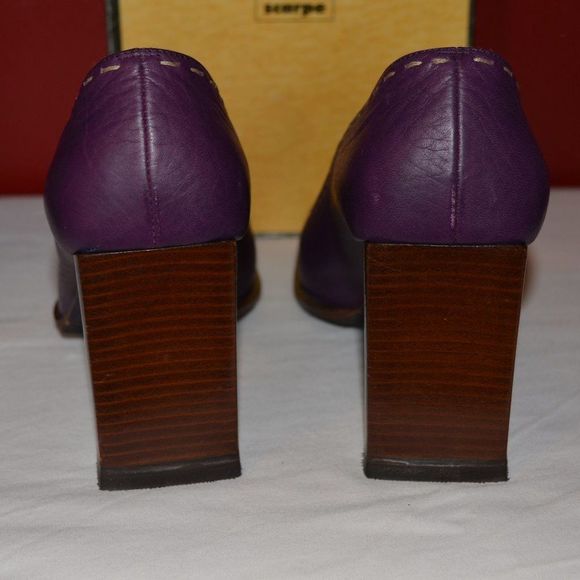 Fendi Vintage Purple Leather Block Heel Pumps – Square Toe - Picture 11 of 14